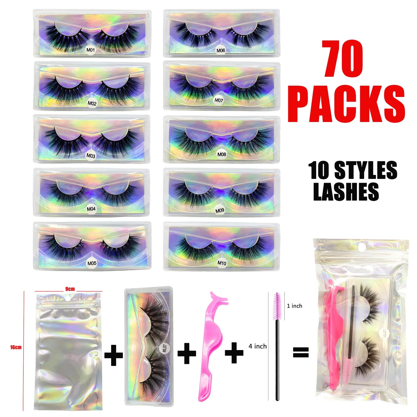 Mink Eyelashes Set Natural Fluffy Dramatic Wispy Make up Mink Lashes Wholesale Faux Cils Lash Packaging False Lashes Packs